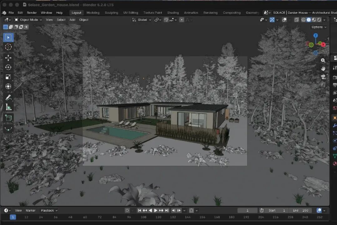 GPT-6 Astra编程与3D场景演示截图：Blender工作流示例